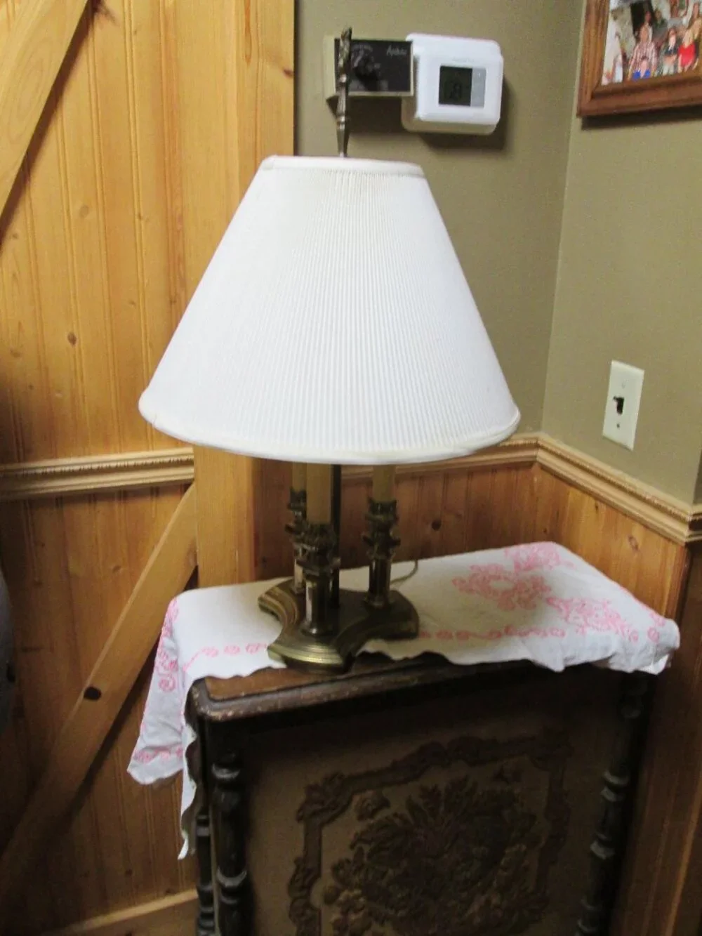 Vtg french style solid brass bouillotte 3 candlepillar 2 way light 21 in lamp